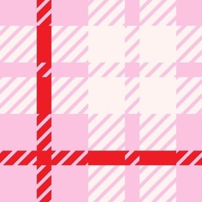 Pink red and cream lovecore cross check with weave texture Medium scale