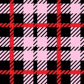 Pink red and black lovecore cross check with weave texture Small scale