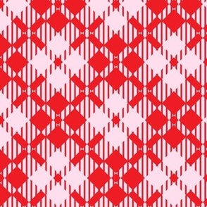 Pink and red diagonal lovecore cross check with weave texture Small scale