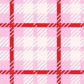 Pink red and cream lovecore cross check with weave texture Small scale