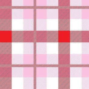 Pink red and cream lovecore classic plaid with weave texture Large scale