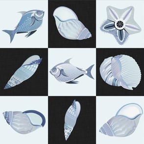 Beach Tiles - Icy Blue Shades / Large