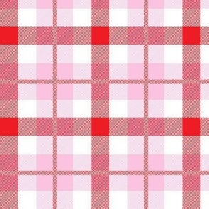 Pink red and cream lovecore classic plaid with weave texture Medium scale