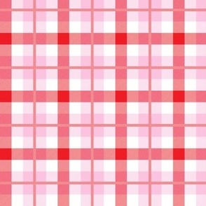 Pink red and cream lovecore classic plaid with weave texture Small scale