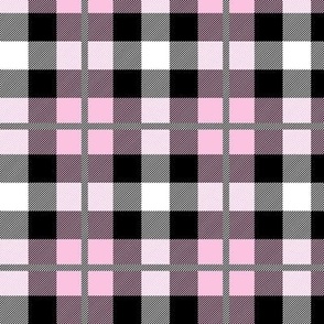 Pink black and cream lovecore classic plaid with weave texture Medium scale