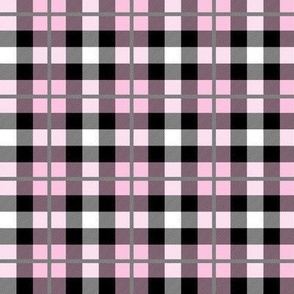 Pink black and cream lovecore classic plaid with weave texture Small scale