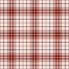 Rusty Coral Muted Red Monochromatic Tartan Plaid With Off White Background