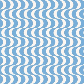 Modern Geo Waves - Calming Sky Blue and Ivory Shades / Medium