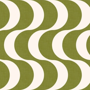 Modern Geo Waves - Olive Green and Ivory Shades / Large