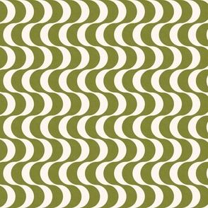 Modern Geo Waves - Olive Green and Ivory Shades / Medium