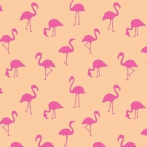 Duotone color flamingo friends - summer tropical island beach and birds theme pink on apricot 