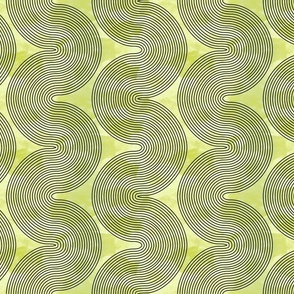 black vertical waves on yellow-green