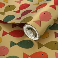 Colorful Rainbow Cutout Fish on a white background