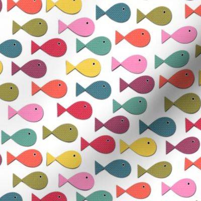 Colorful Rainbow Cutout Fish on a white background