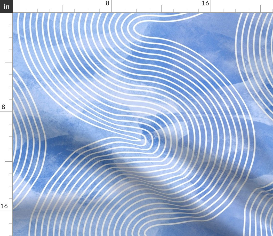 white vertical waves on blue - extra large scale