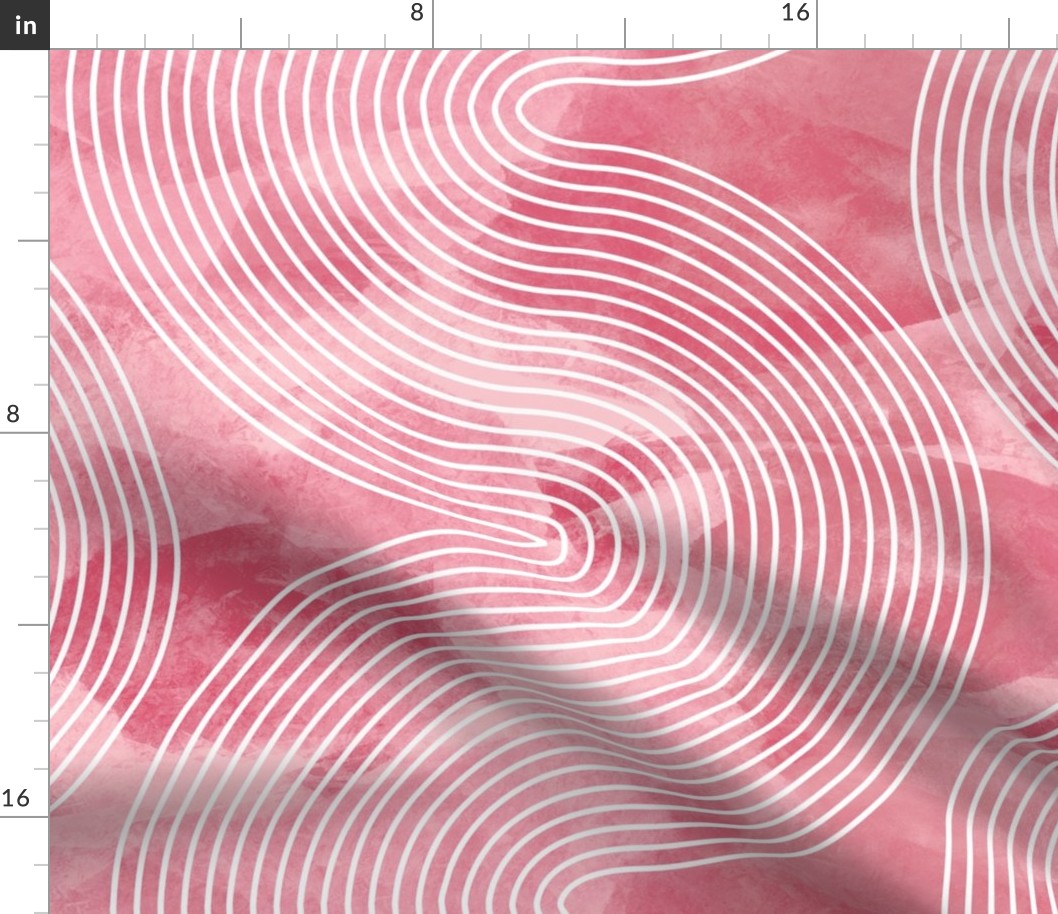 white vertical waves on pink - extra large scale