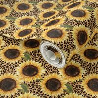 Small Sunflowers and Cheetah Wild Animal Print