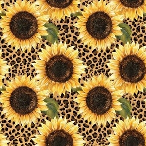 Small Sunflowers and Cheetah Wild Animal Print
