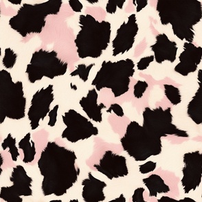 Large Cow Print Pink Black Ivory