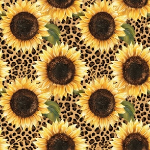 Large Sunflowers and Cheetah Wild Animal Print