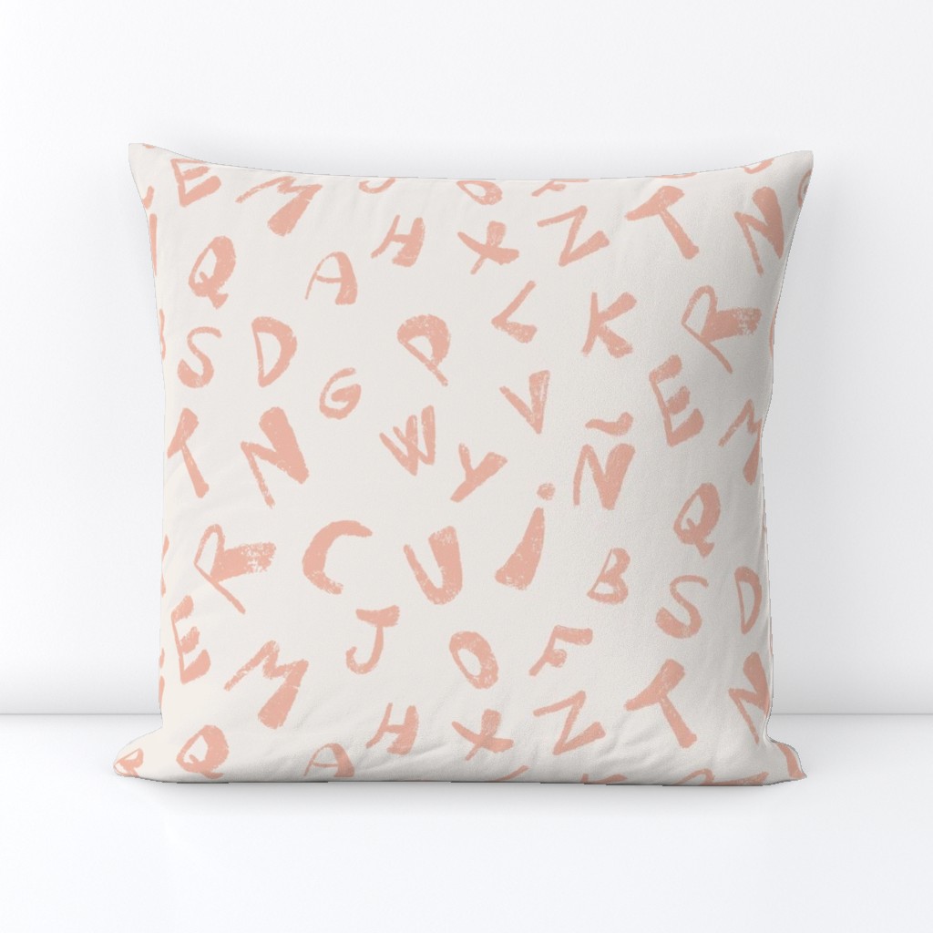  Alphabet Adventure: A Playful Pattern of Letters and Characters, pale pink, abecedario
