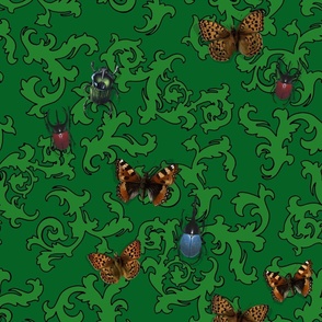 DAMASK Leafy Green with bugs