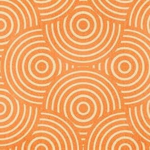 Orange on Cream  Bull's Eye Ogee Shells-Large Scale