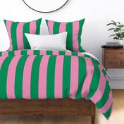 4 inch pink and green vertical stripe