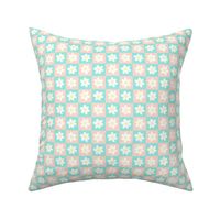 Spring Checkered Daisy Print - Blue and Pink