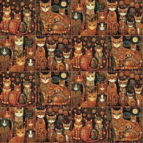 Smaller Crazy Cat Patchwork Earthy Tones Klimt Style