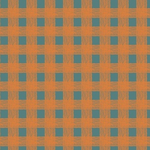 Orange on Green Gingham Medium Scale