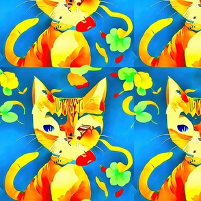 blue background with funny cats L