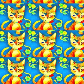 blue background with funny cats SM