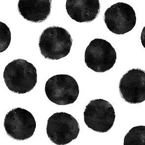 Watercolor Dots – Black on White (large)