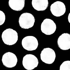 Watercolor Dots – White on Black (large)