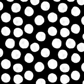 Watercolor Dots – White on Black (medium)