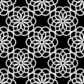 Black White Floral Mandala