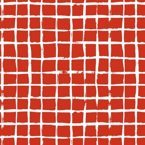 Bigger Scale Checkerboard in Rustic Red