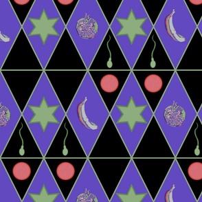 Geometric merging of male and female in passionate purple