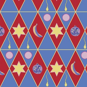 Geometric merging of male and female in red and blue