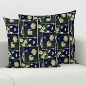 art deco flowers blue