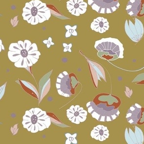 French Country Flowers - Warm - Medium Scale.
