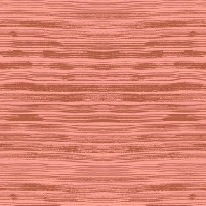 Warm Coral Pink and Terracotta Textured Hand Painted Horizontal Stripes 