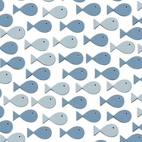 Shades of Blues Fish swimming in one direction - Cool Tones Fish - 12x12 inch Repeat