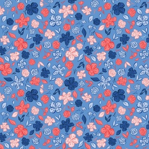 Americana floral-mid blue