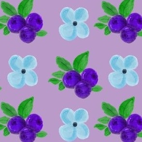 Summer Breeze: A Watercolor Pattern of Blueberries and Flowers