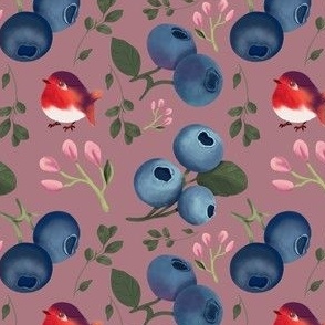 Whimsical Blueberry and Red Robin Woods 