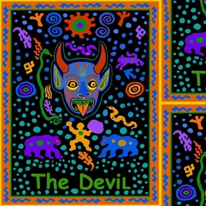 Tarot Card The Devil - 14x18" repeat - Blue Green Yellow - Design 16705001