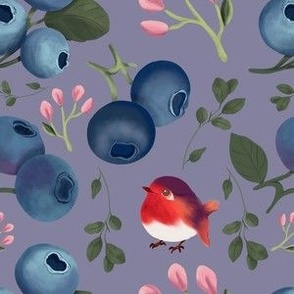Whimsical Blueberry and Red Robin Woods 