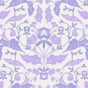 Victorian Mirrored Tulip Flowers - Purple Pastel and Off White